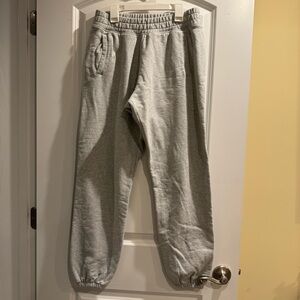 aerie Light Gray Track Joggers with Elastic Waist